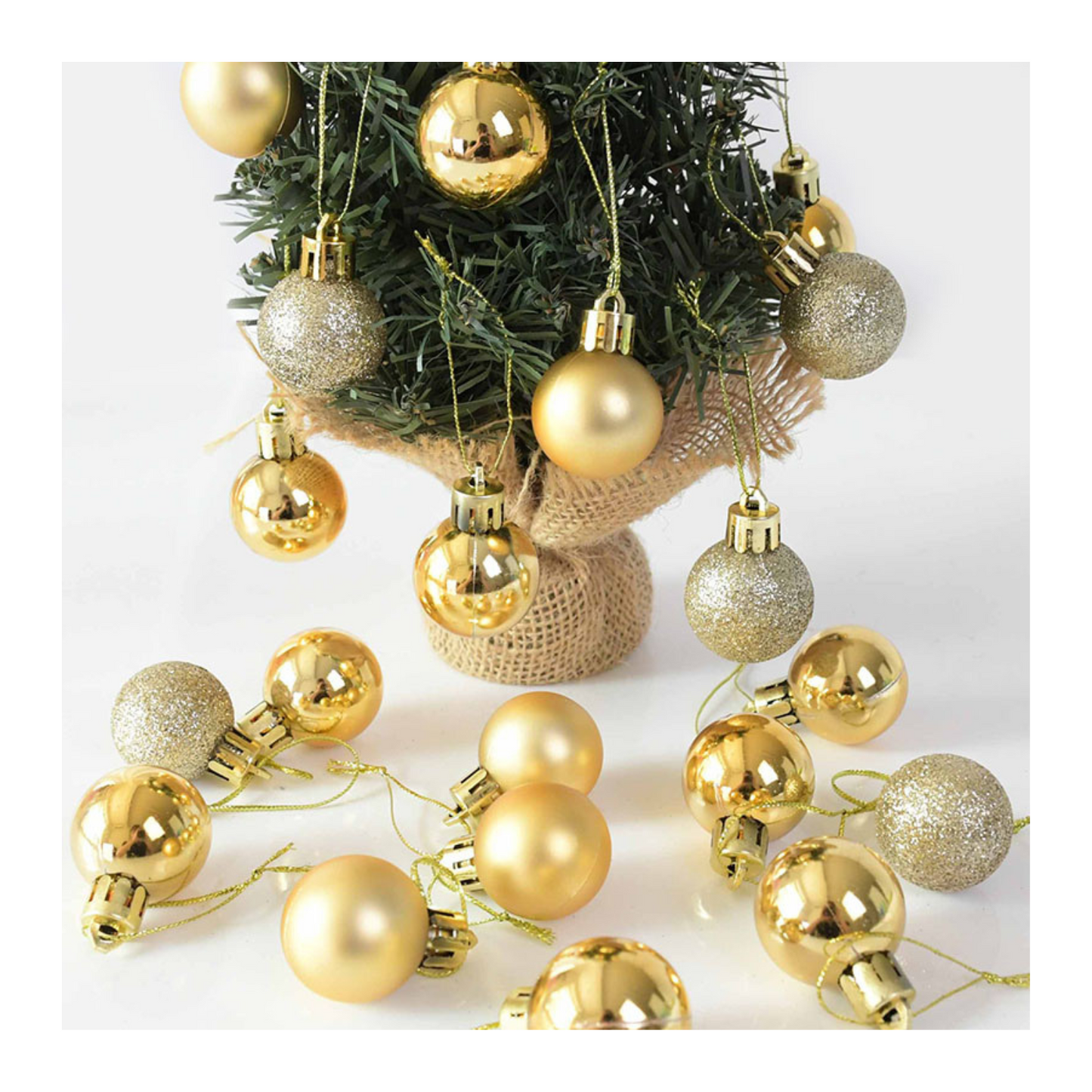 Set 12 Esferas Árbol de Navidad Bambalinas Decoracion Navideña 3cm