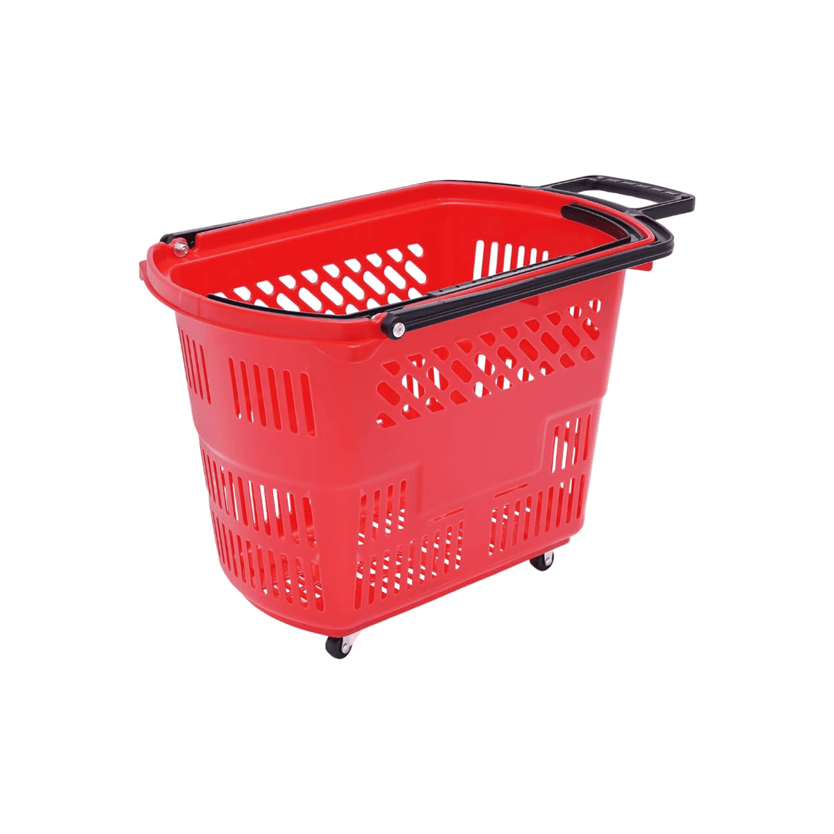 Canasto Cesta Roja Para Supermercado Con 4 Ruedas