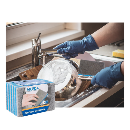 Esponjas Lavaloza Multiusos Fibra Abrasiva Resistente 13X9CM Pack de 6Und