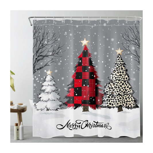 Cortina de Baño Estampado Diseño de Navidad 170x180cm