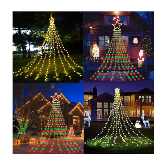 Luces Cascada Árbol de Navidad Estrella Girnalda Luz Navidad 2Metros