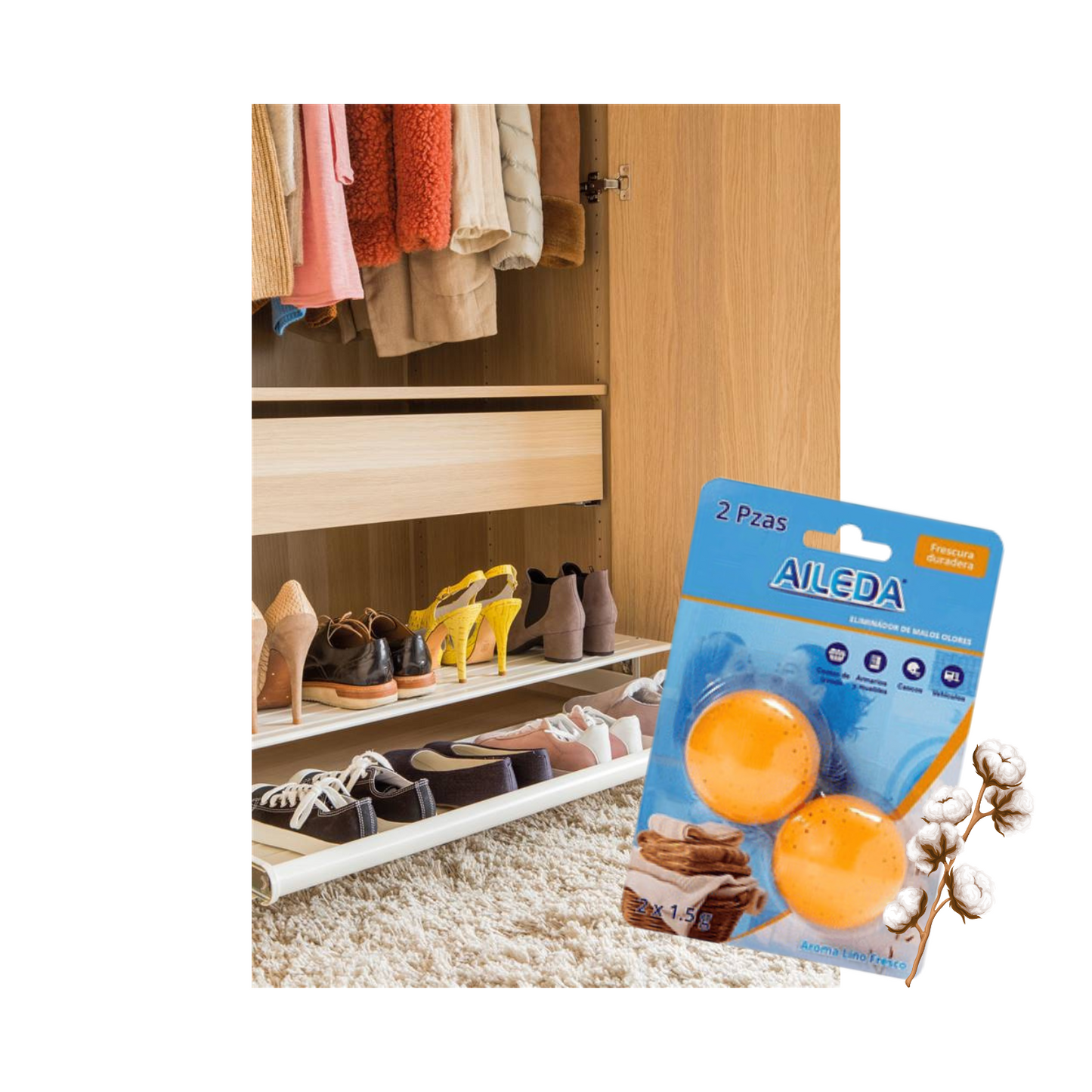 Aromatizador Eliminador de Olores de Zapatos - 2Und Lino Fresco 15g