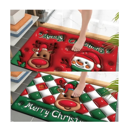 Alfombra Tapete Limpiapies Efeco 3D Diseño Navideño