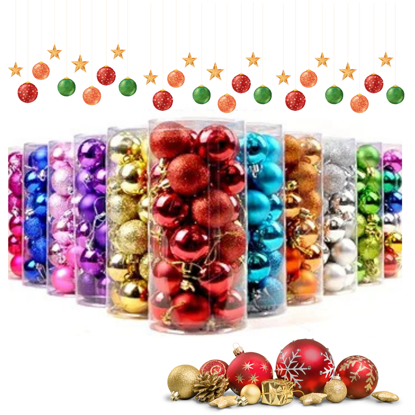 Set 20 Esferas Árbol de Navidad Bambalinas Decoracion Navideña 4cm