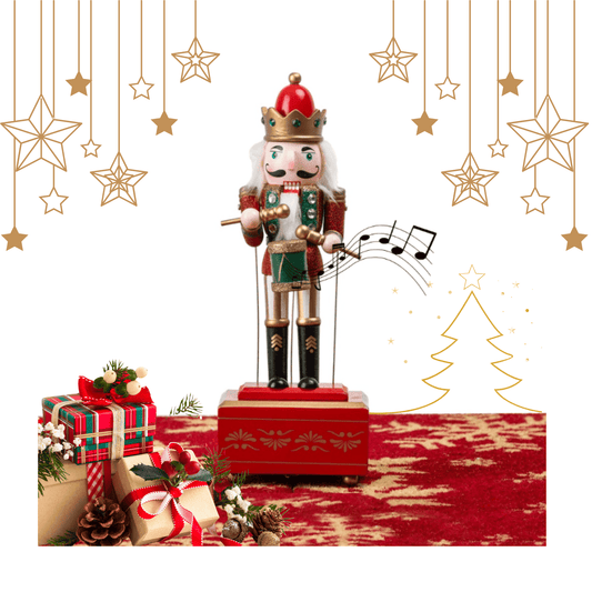 Cascanueses Madera Musical de Cuerda Adorno Decoración de Navidad 30cm