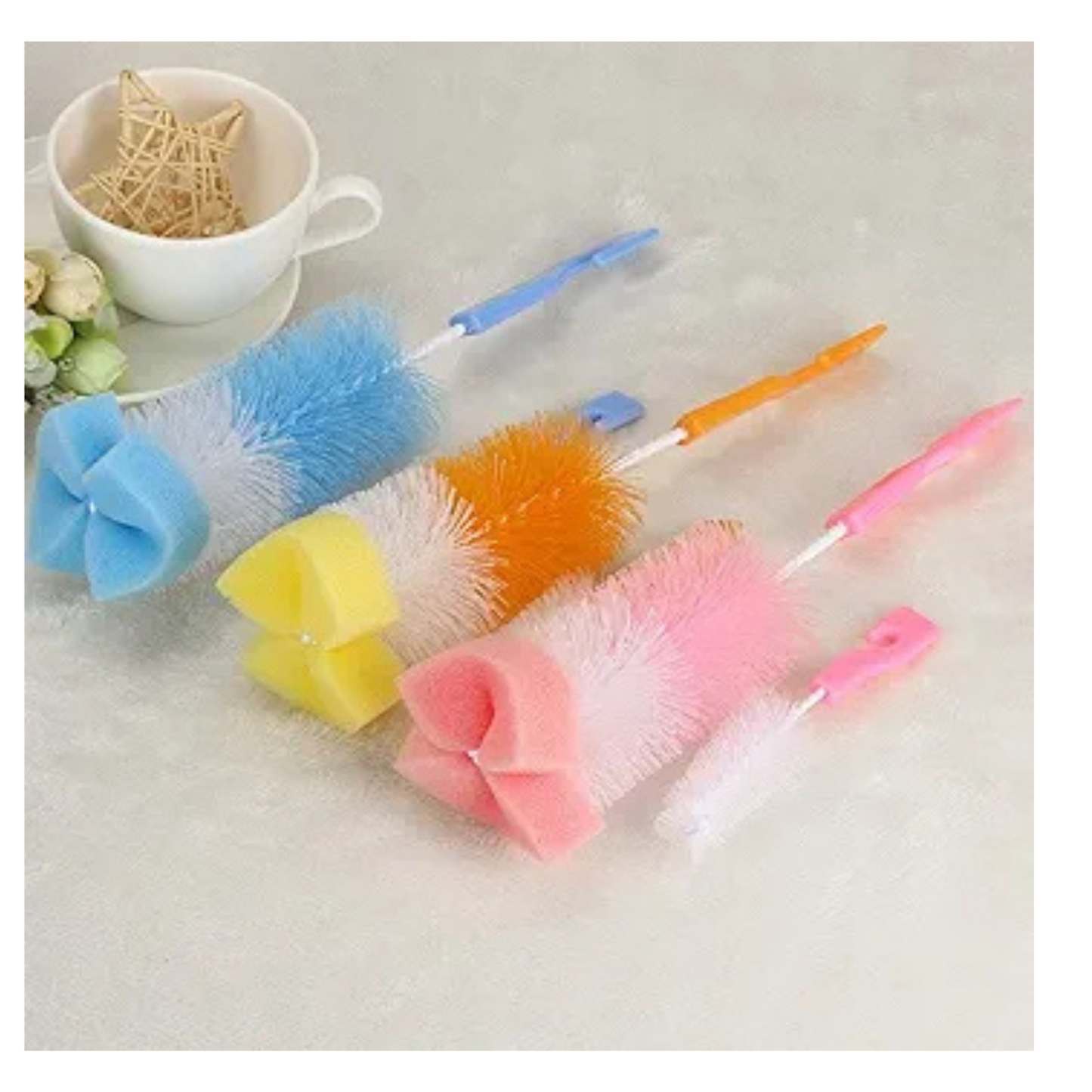 Set Cepillo Escobilla Limpia Botellas Teteros Mamaderas Tetinas 28.5x5.5cm