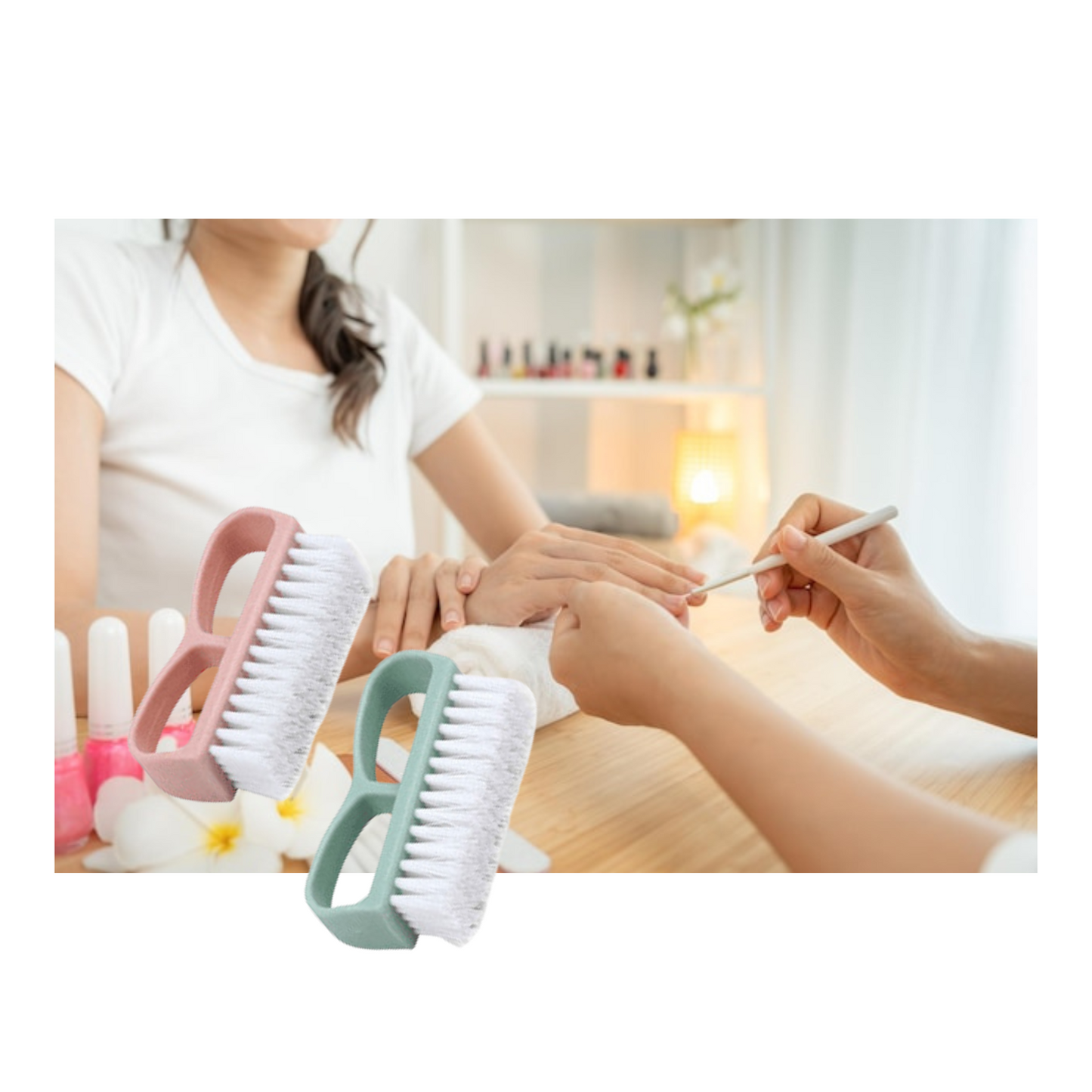 Set Escobilla de Uñas Cepillo de Limpieza Higiene Manicure Pedicure 2 piezas