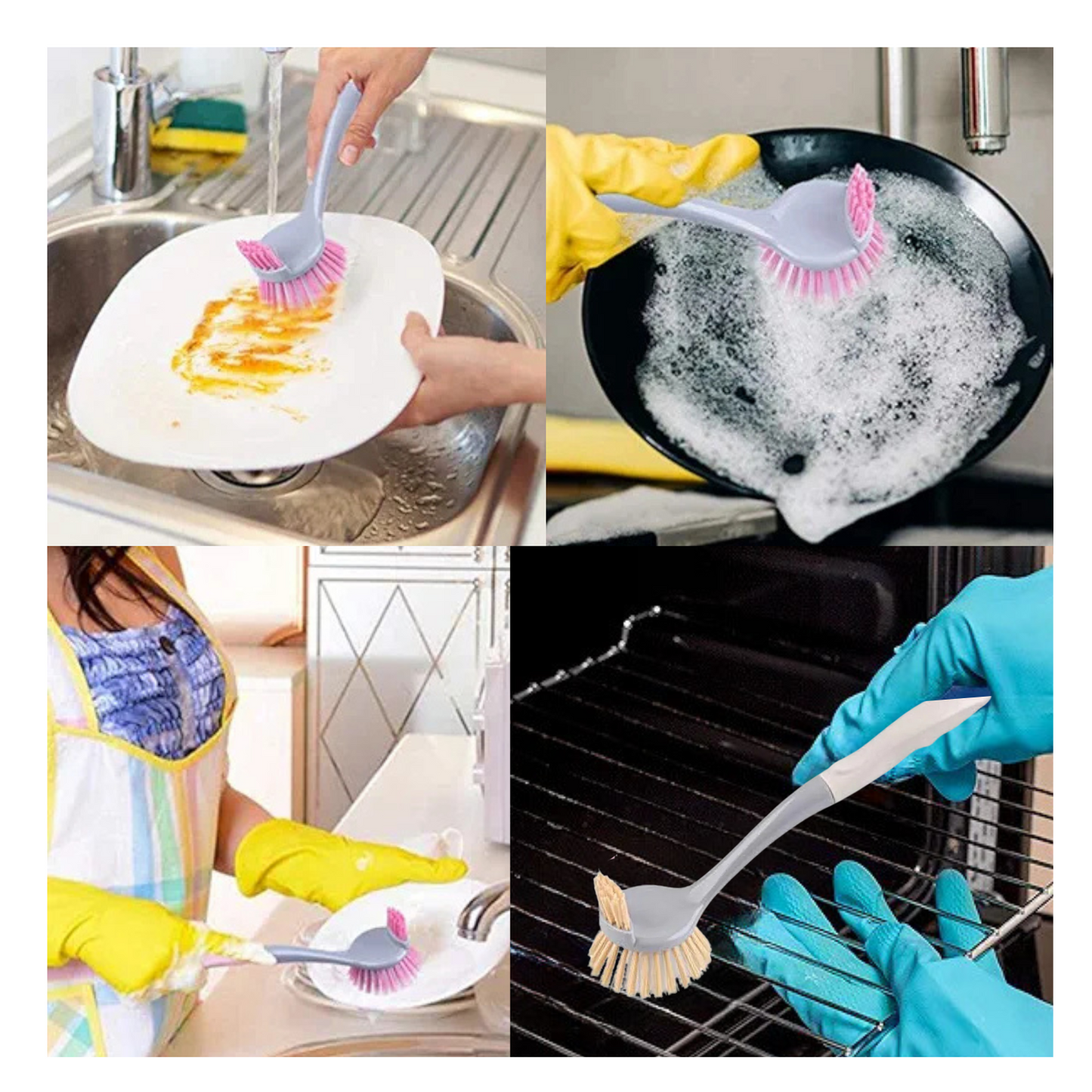 Cepillo de Doble Cara Escobilla Redondo Lavavajilla