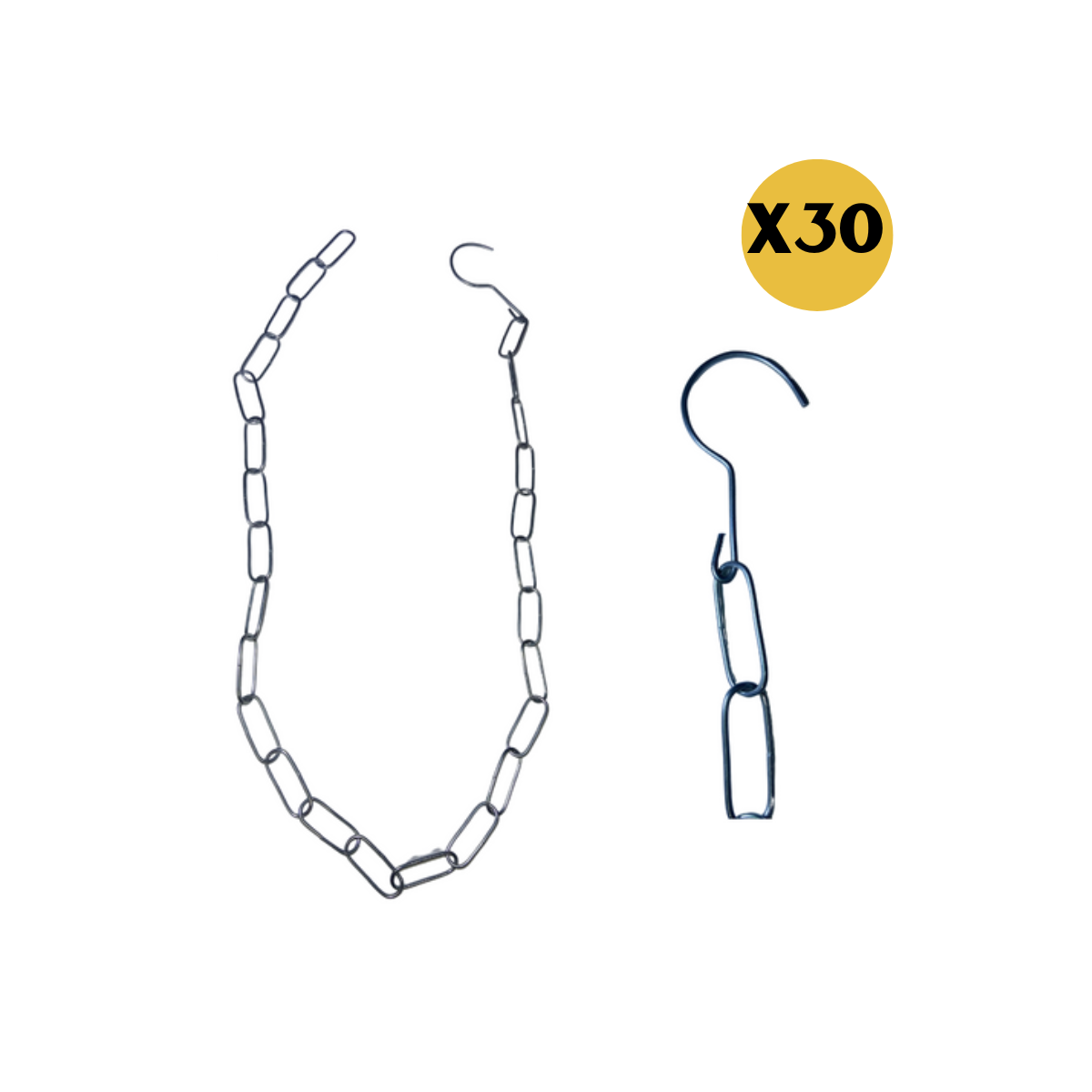 Cadena Metal Plateada 18 Eslabones Para Colgar Feria