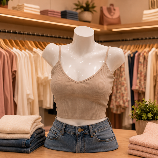 Maniquí Femenino Medio Cuerpo Sin Brazos Hasta el Ombligo – Disponible en Varios Colores