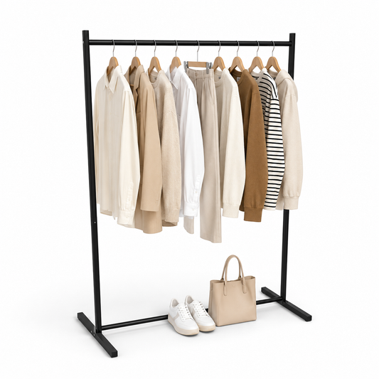 Perchero de ropa exhibidor cuadrado Ajustable Metal negro