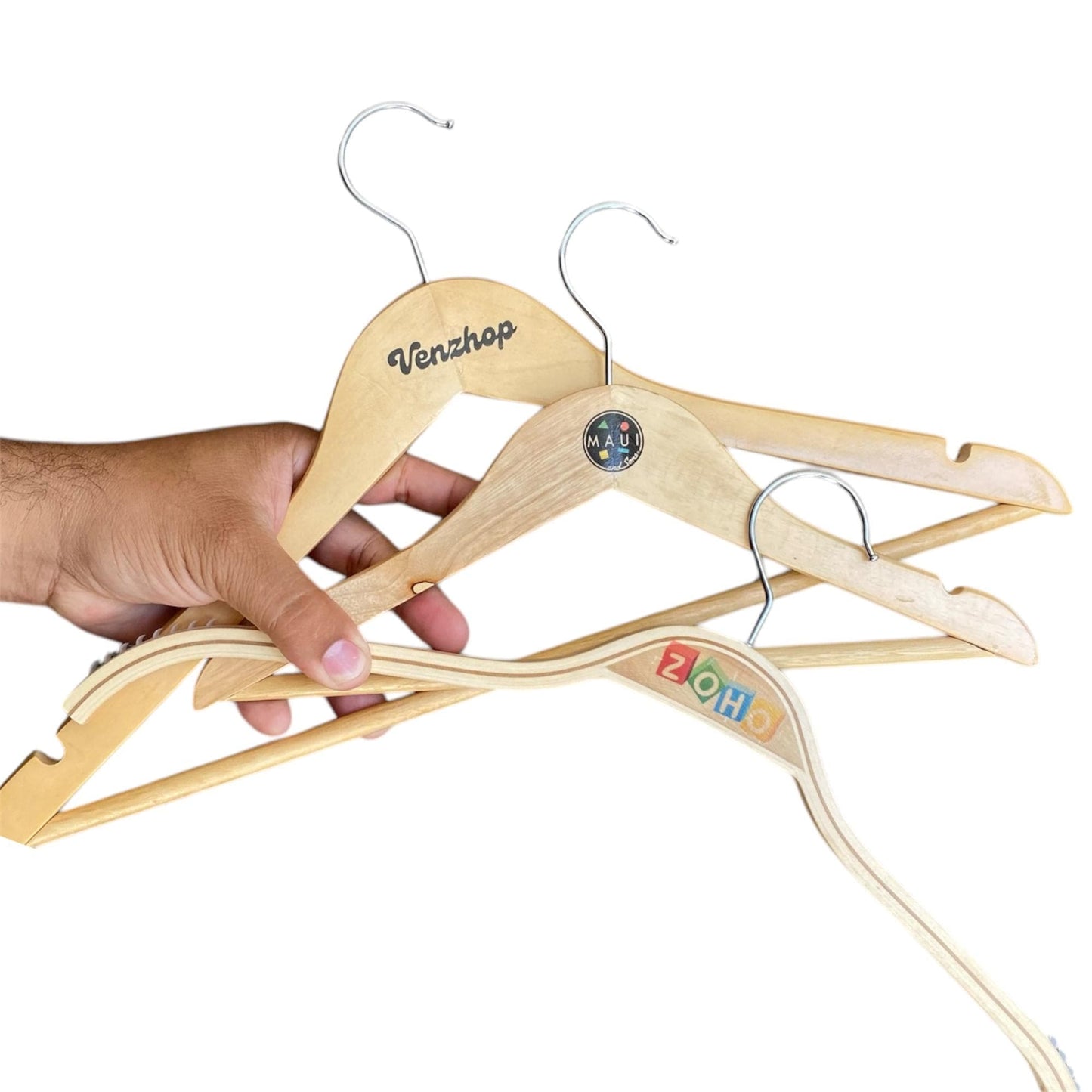 Colgador De Ropa Madera Para Poleras / Personalizado Con tu Logo