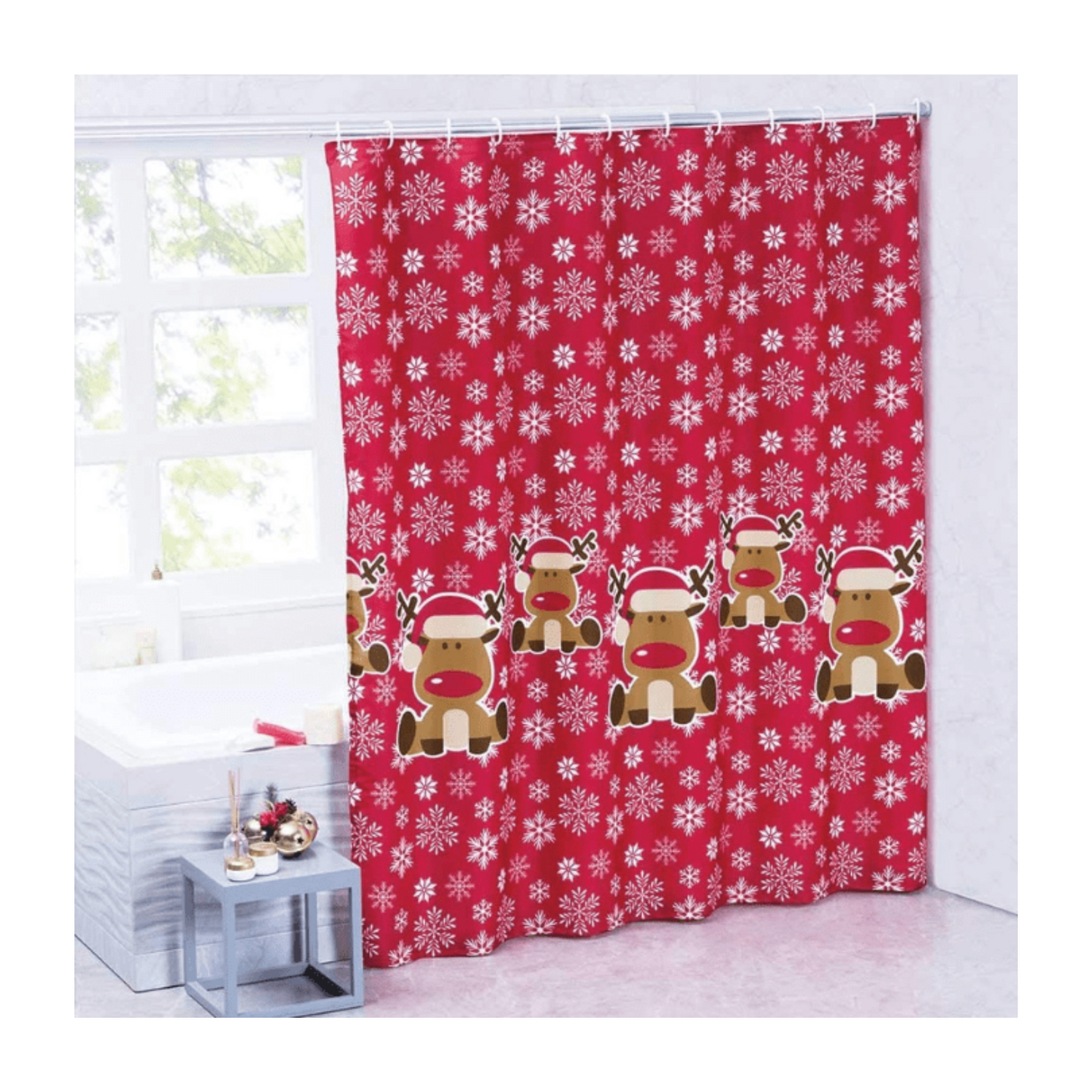 Cortina de Baño Estampado Diseño de Navidad 170x180cm