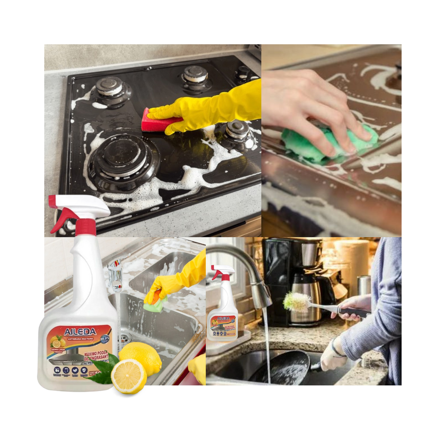 Limpiador Desengrasante Quitagrasa de Cocina 500ml Limón