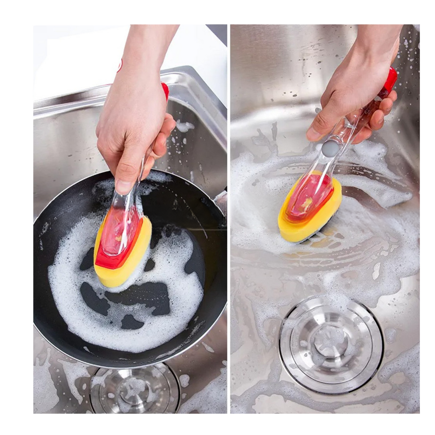 Cepillo Dispensador de Jabón Lava vajillas con Esponja Lava Loza 22cm