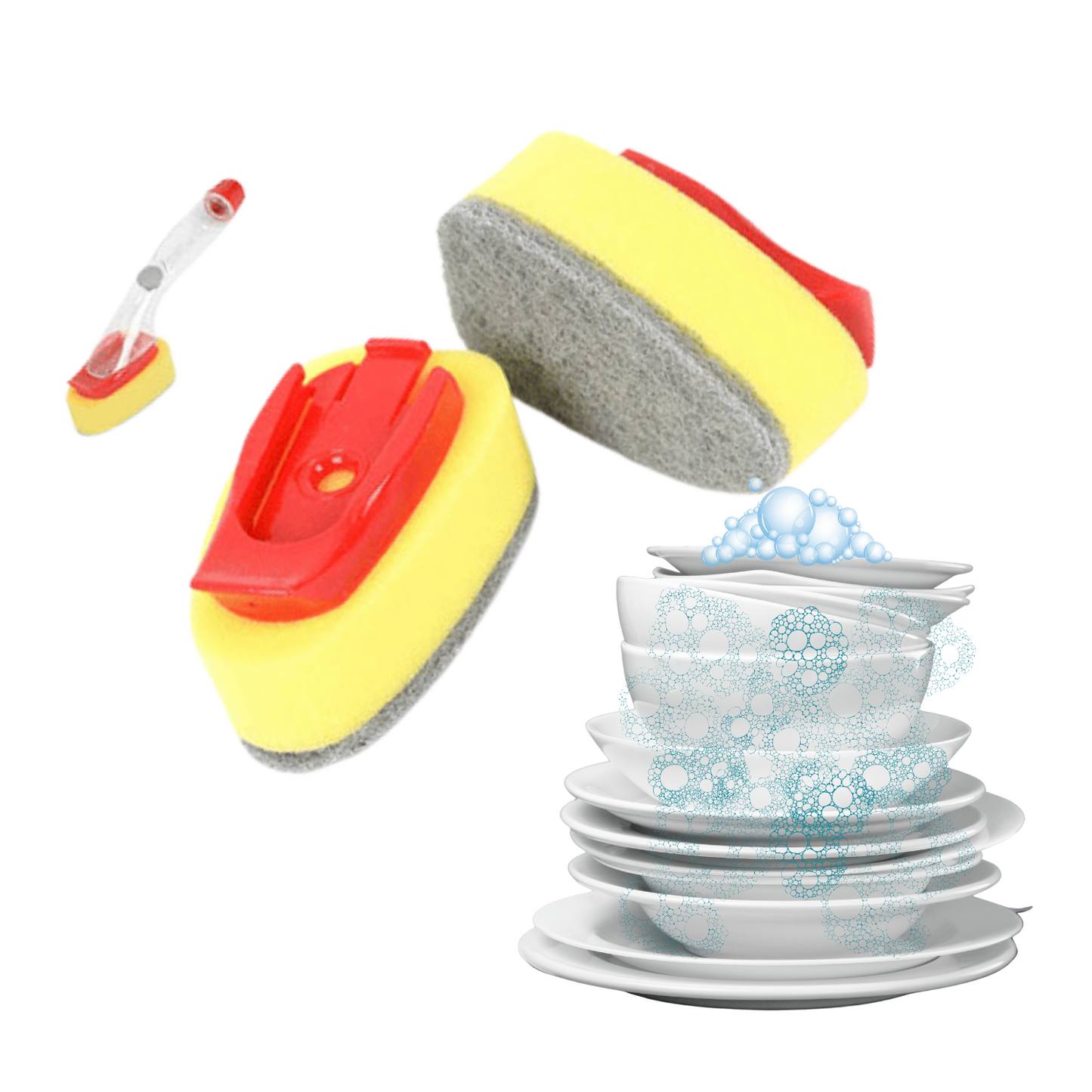 Recambio de Cepillo Lava Loza con Dispensador 2 Piezas de Repuesto