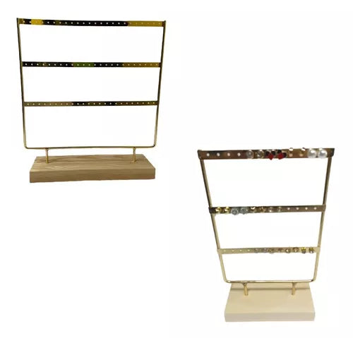 Pack Exhibidores Mostradores De Aros Y Colgantes Base Madera