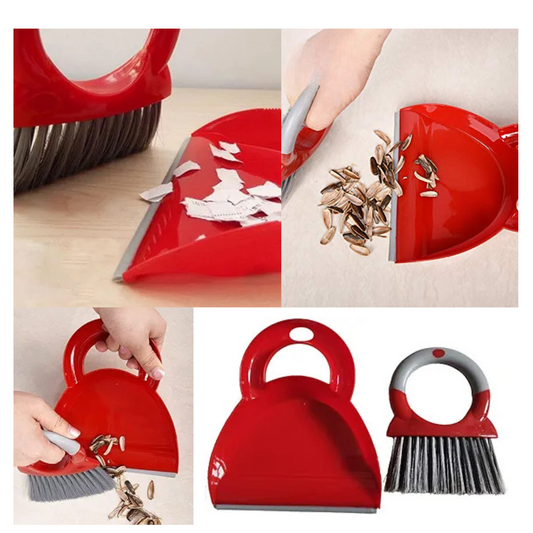 Mini Juego de Recogedor y Escoba de Mano Cepillo Recogedor de Polvo Portátil