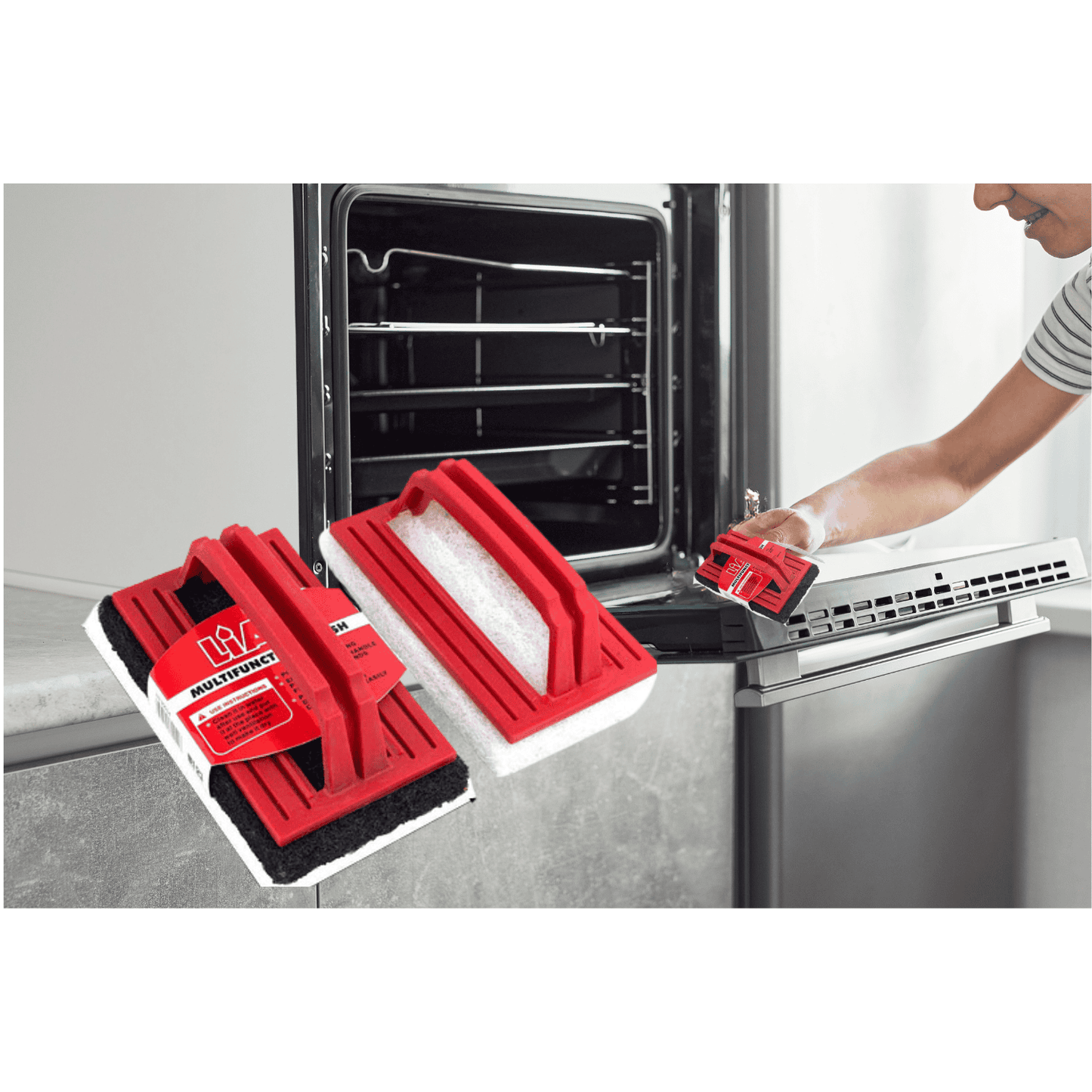 Esponja Abrasiva con Asas Multifuncional para Limpieza