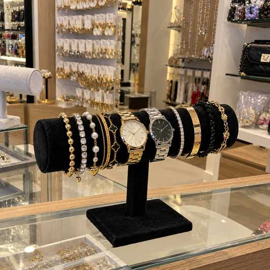 Exhibidor de Pulsera o Reloj en Gamuza 1 Nivel