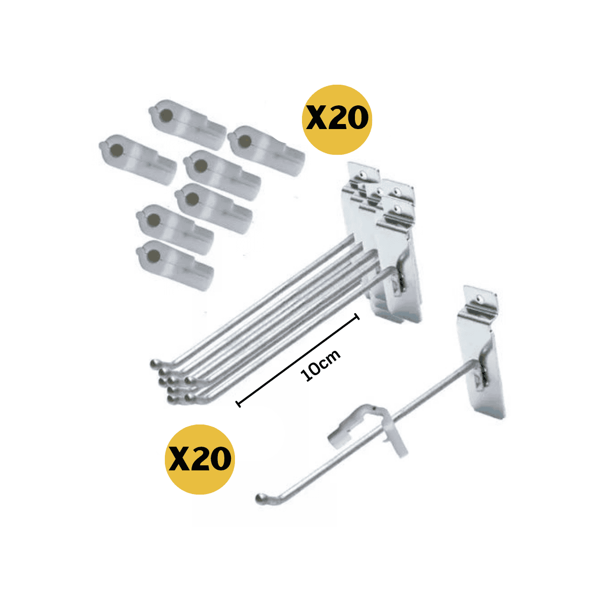 Gancho de Metal Para Panel Rack Ranurado 10cm + Sensor Antirrobo