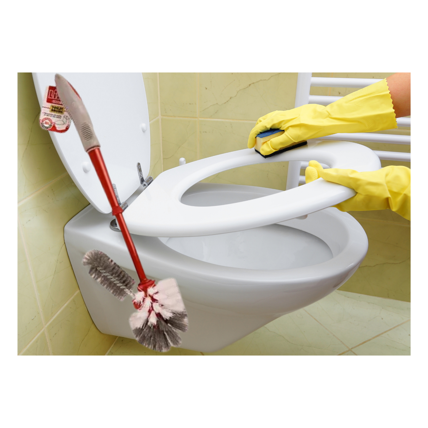 Escobilla con Doble Cerda Cepillo Angular para Inodoro W.C