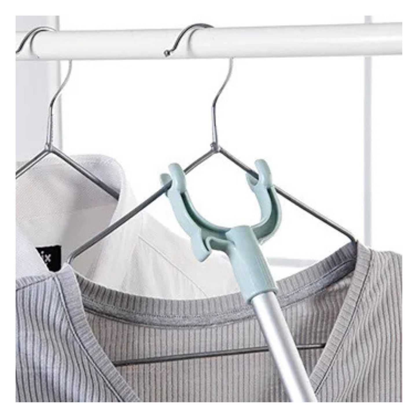 Palo Toma Perchas de Altura Pinza Recogedor Descolgador expandible de 77cm a 122cm