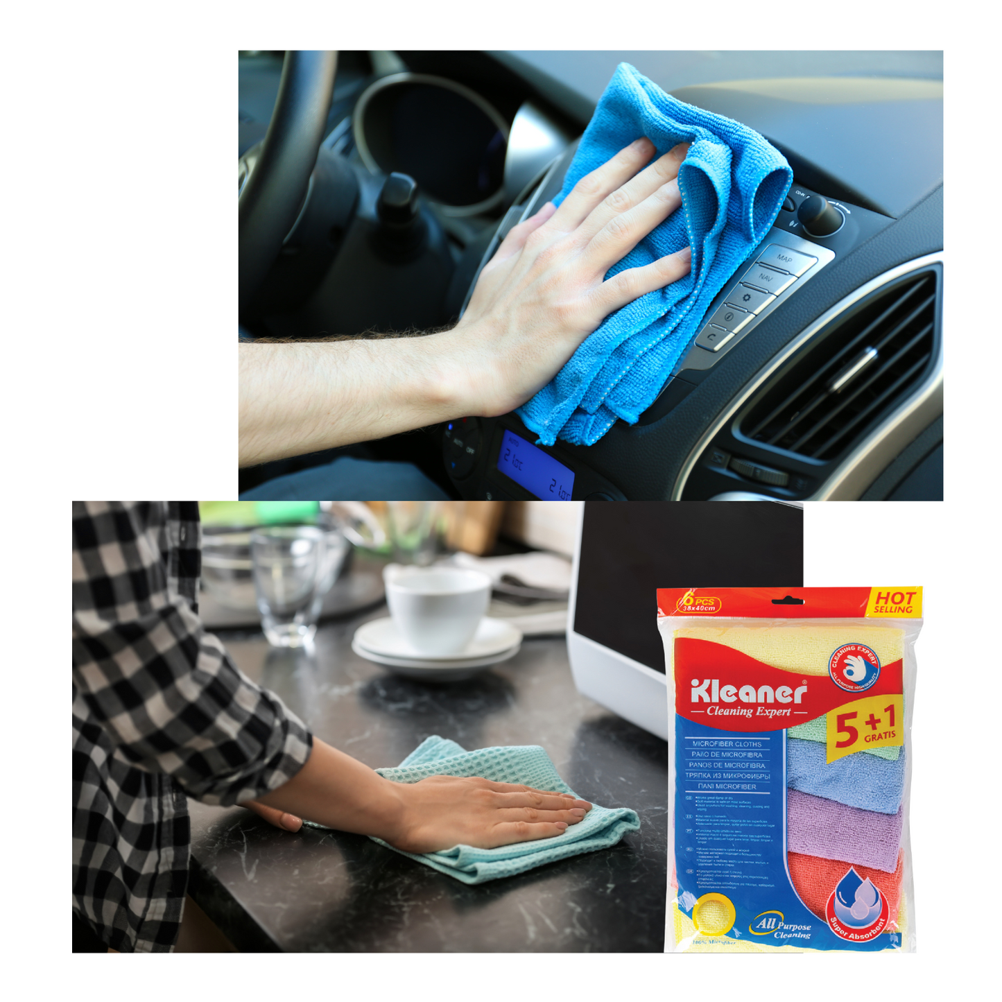 Paños de Microfibra Limpieza Multiusos de Colores 6pcs 40x38cm