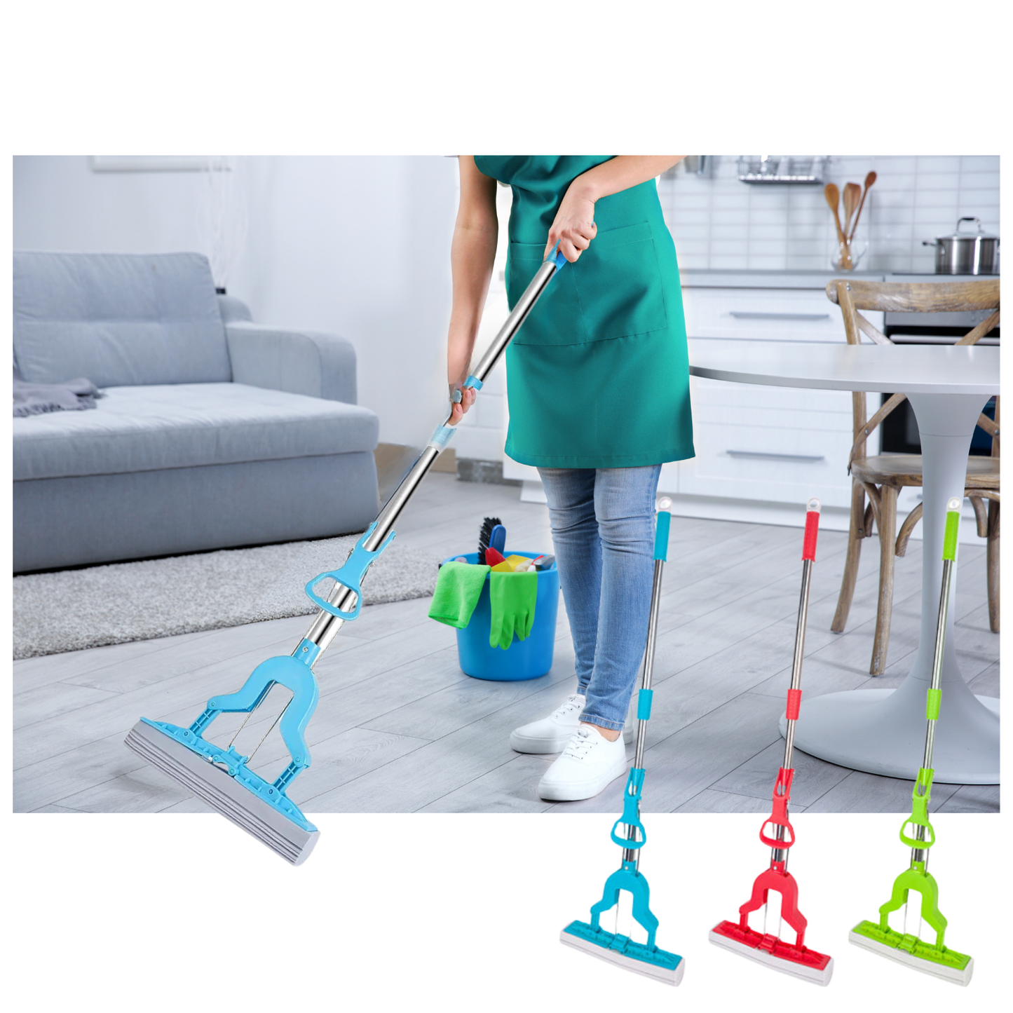 Mopa Trapeador Escurridor Extensible Automático Super Absorbente