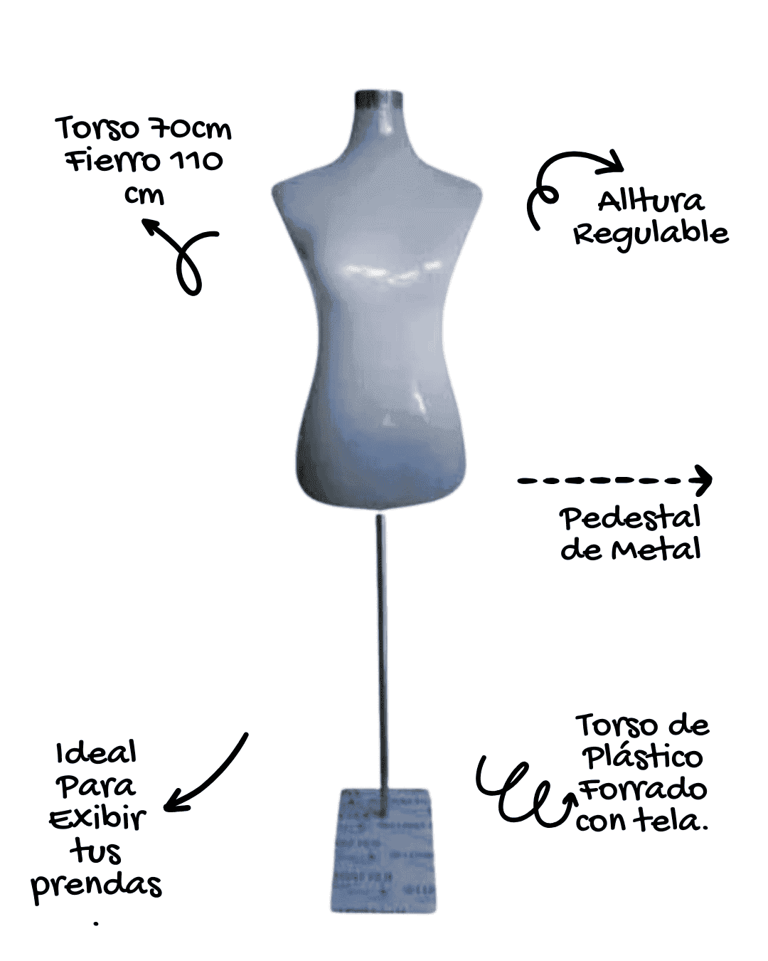 Torso maniquí Dama exhibidor Busto Para ropa con Pedestal