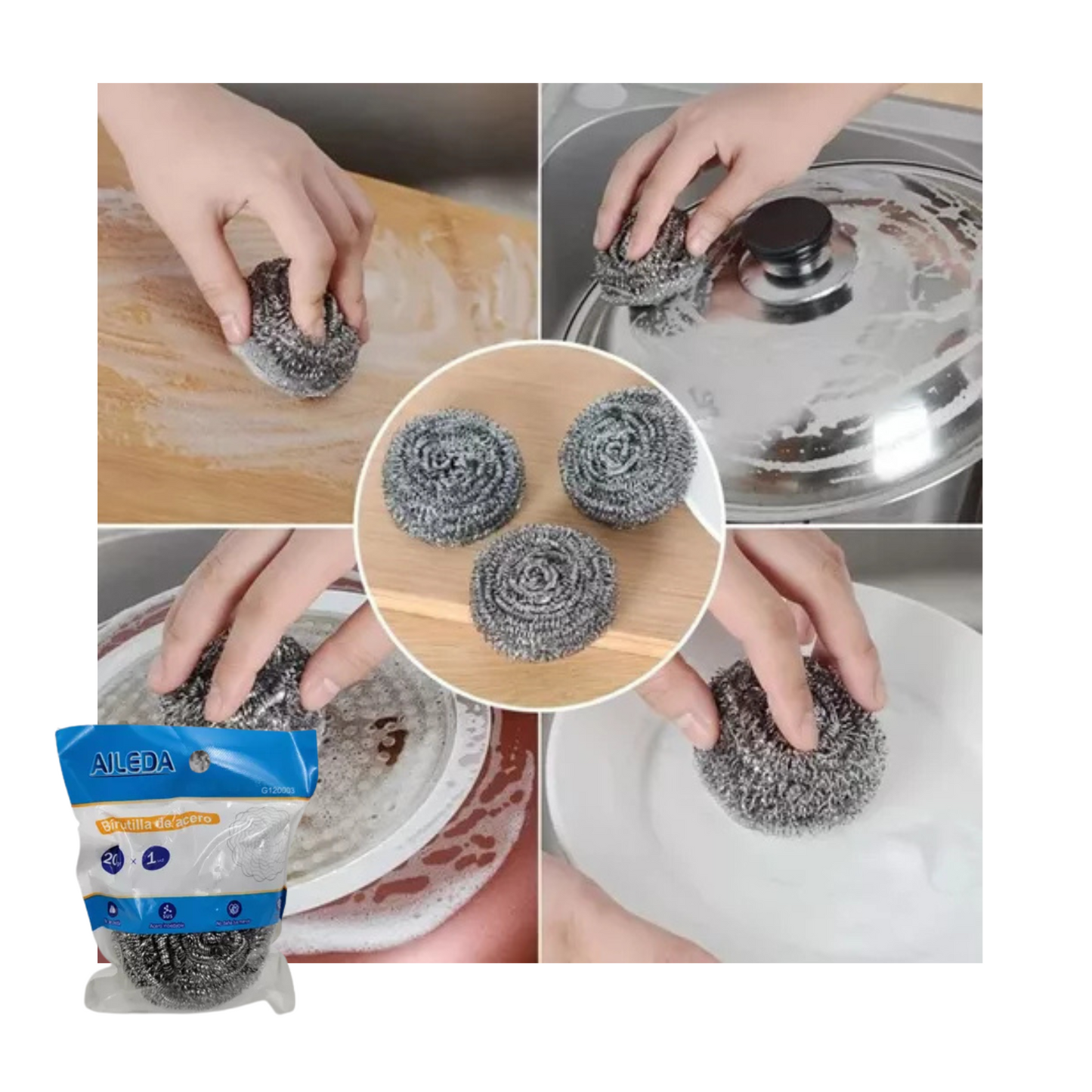Virutilla Esponja de Acero Inoxidable 1 Unidad