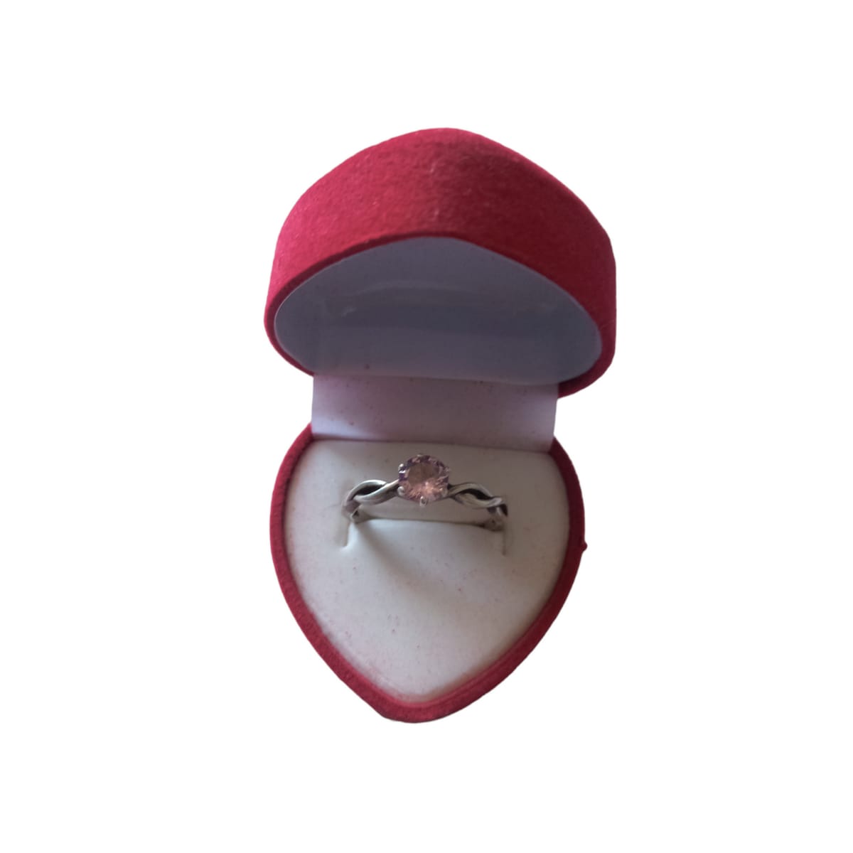 Caja De Anillo Joyas Terciopelo Rojo Fondo Blanco Venzhop