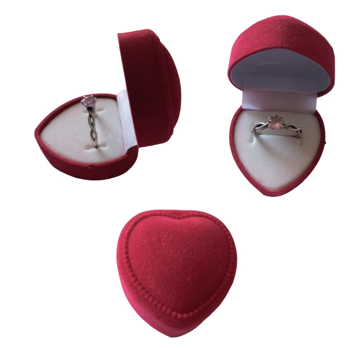 Caja De Anillo Joyas Terciopelo Rojo Fondo Blanco Venzhop