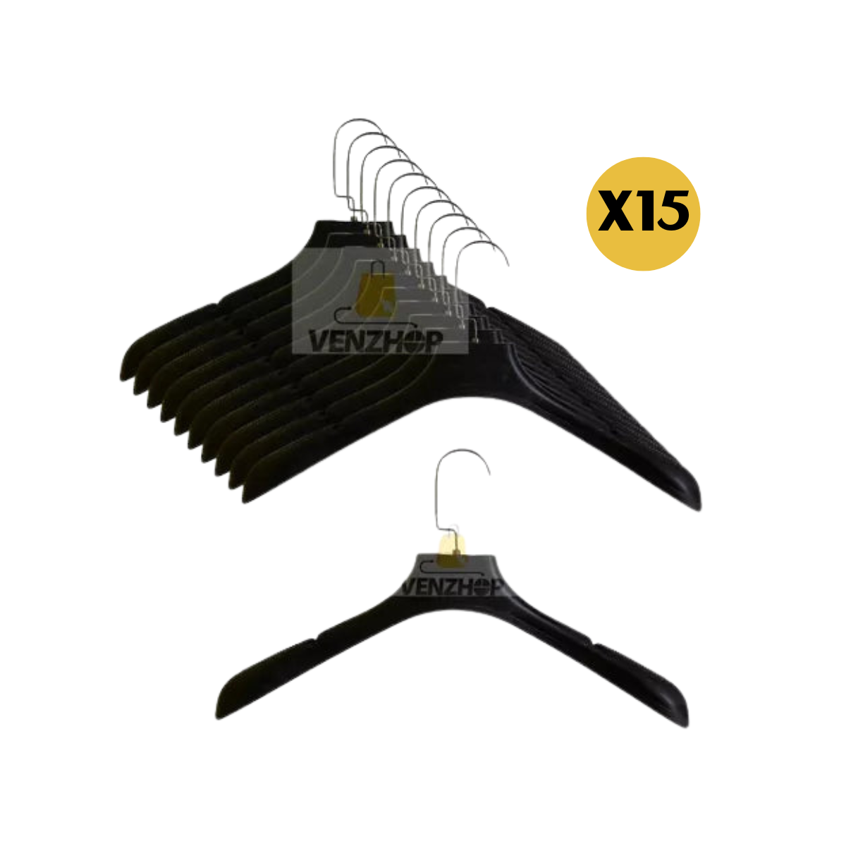 Colgadores Percha para Polera o Vestido de Plastico color Negro Venzhop