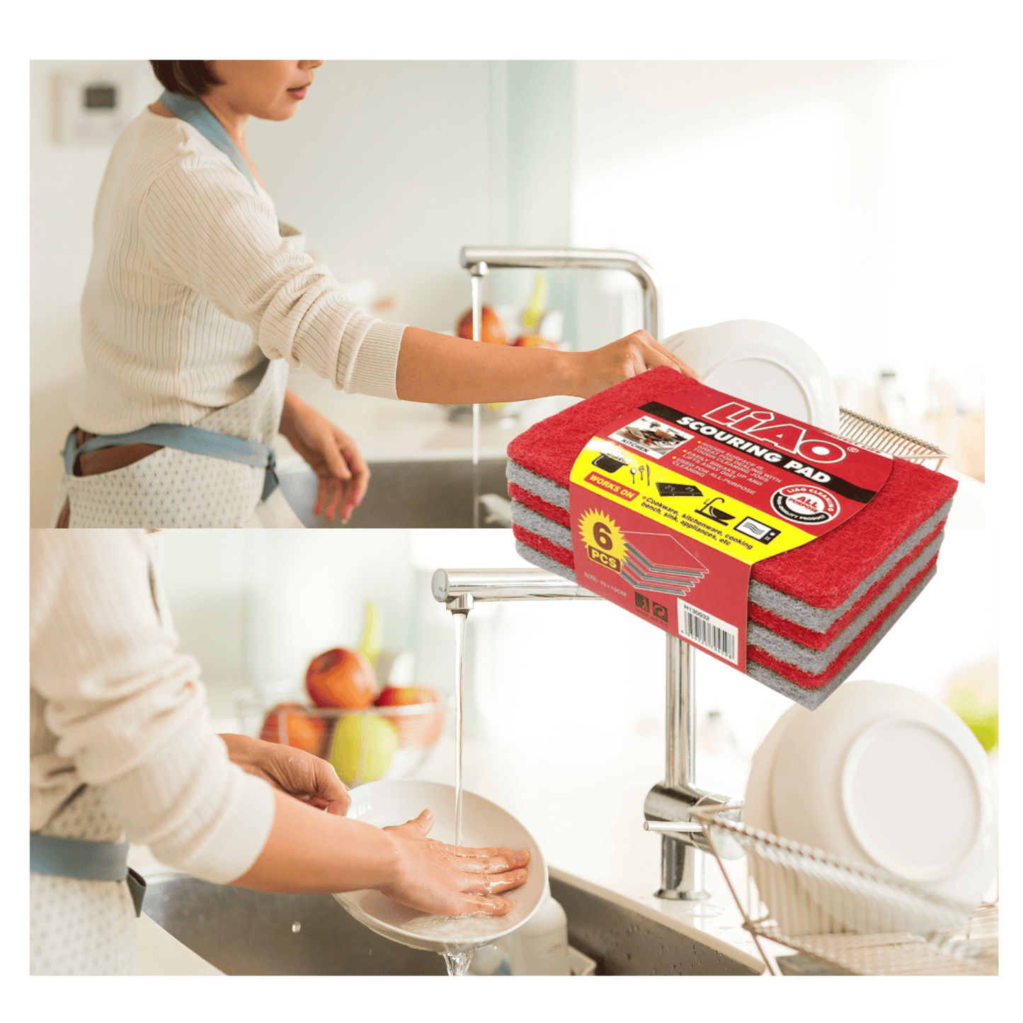 Esponja Fibra Abrasiva para Fregar 6piezas