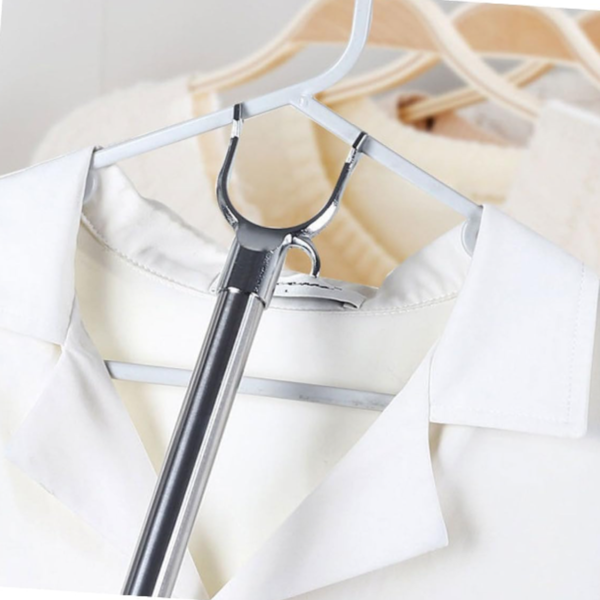Bastón Barra Alcanzador Extendible Para Ropa Con Gancho