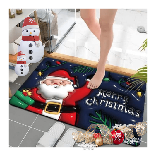 Alfombra Tapete Limpiapies Efeco 3D Diseño Navideño
