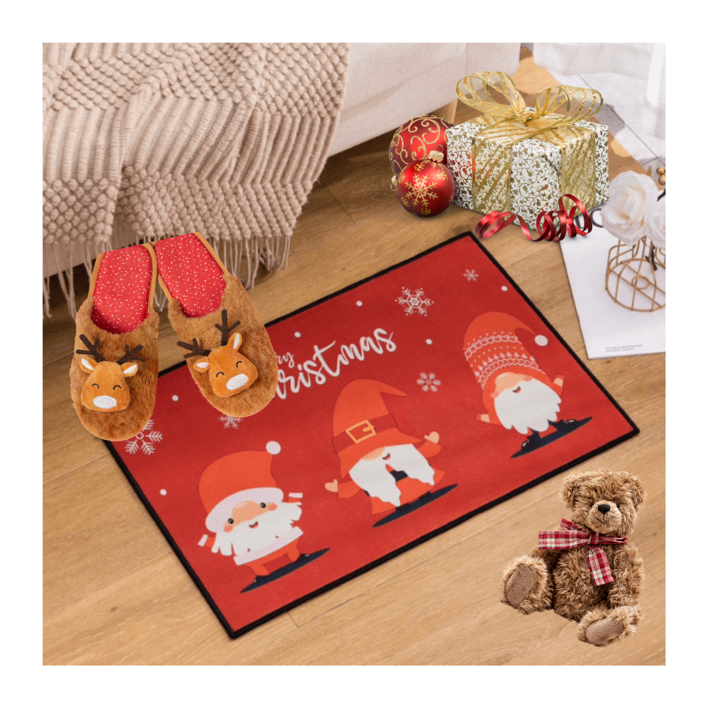 Alfombra Tapete Limpiapies Diseño Navideño  60x40cm
