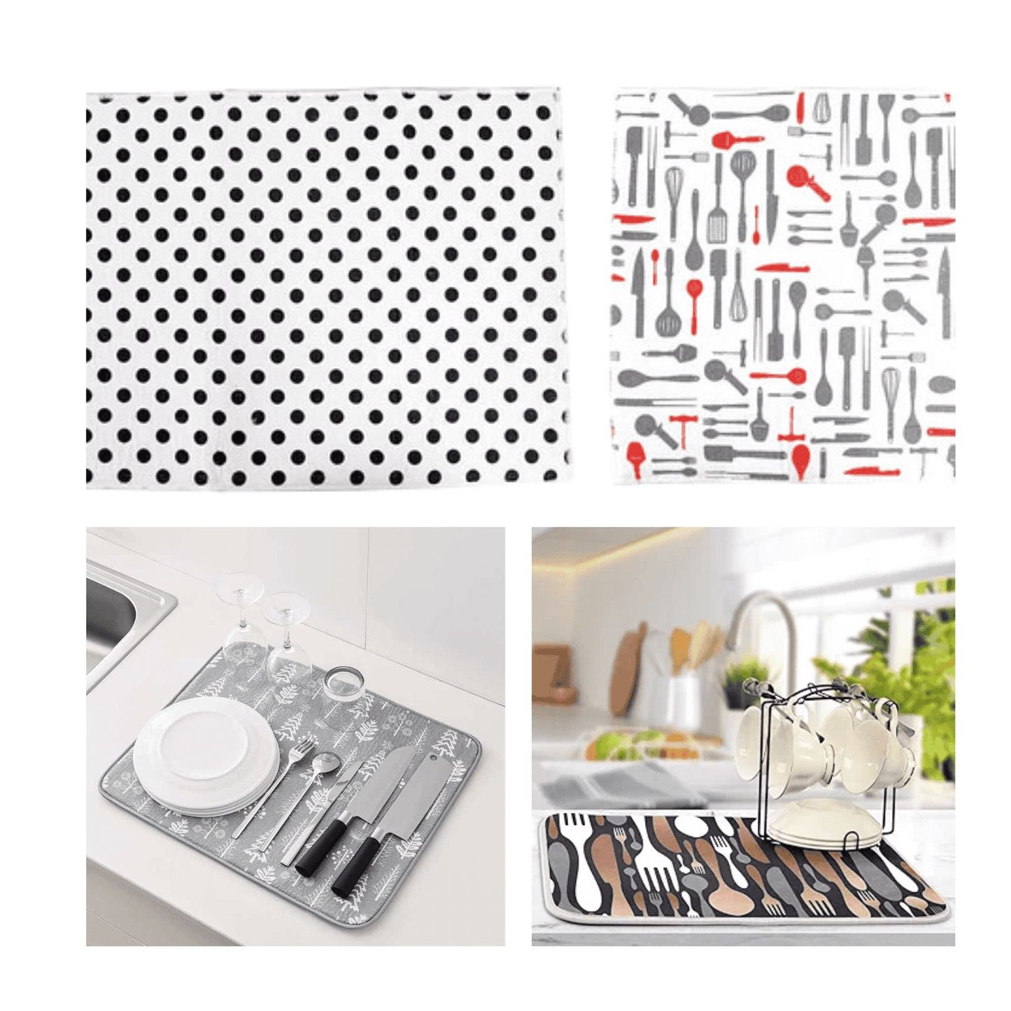 Alfombrilla de Secado de Platos para Encimera de Cocina 38x51cm