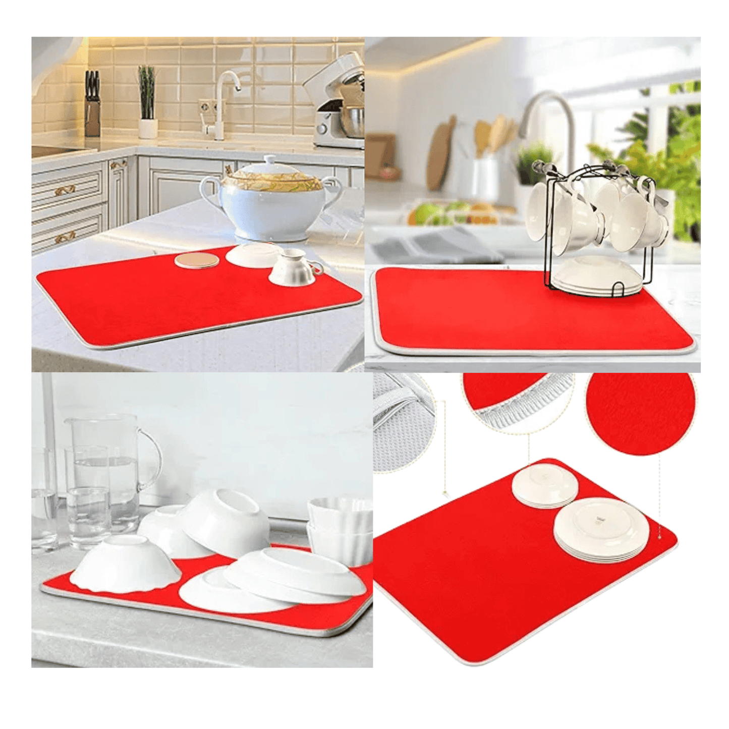 Alfombrilla de Secado de Platos para Encimera de Cocina 38x51cm