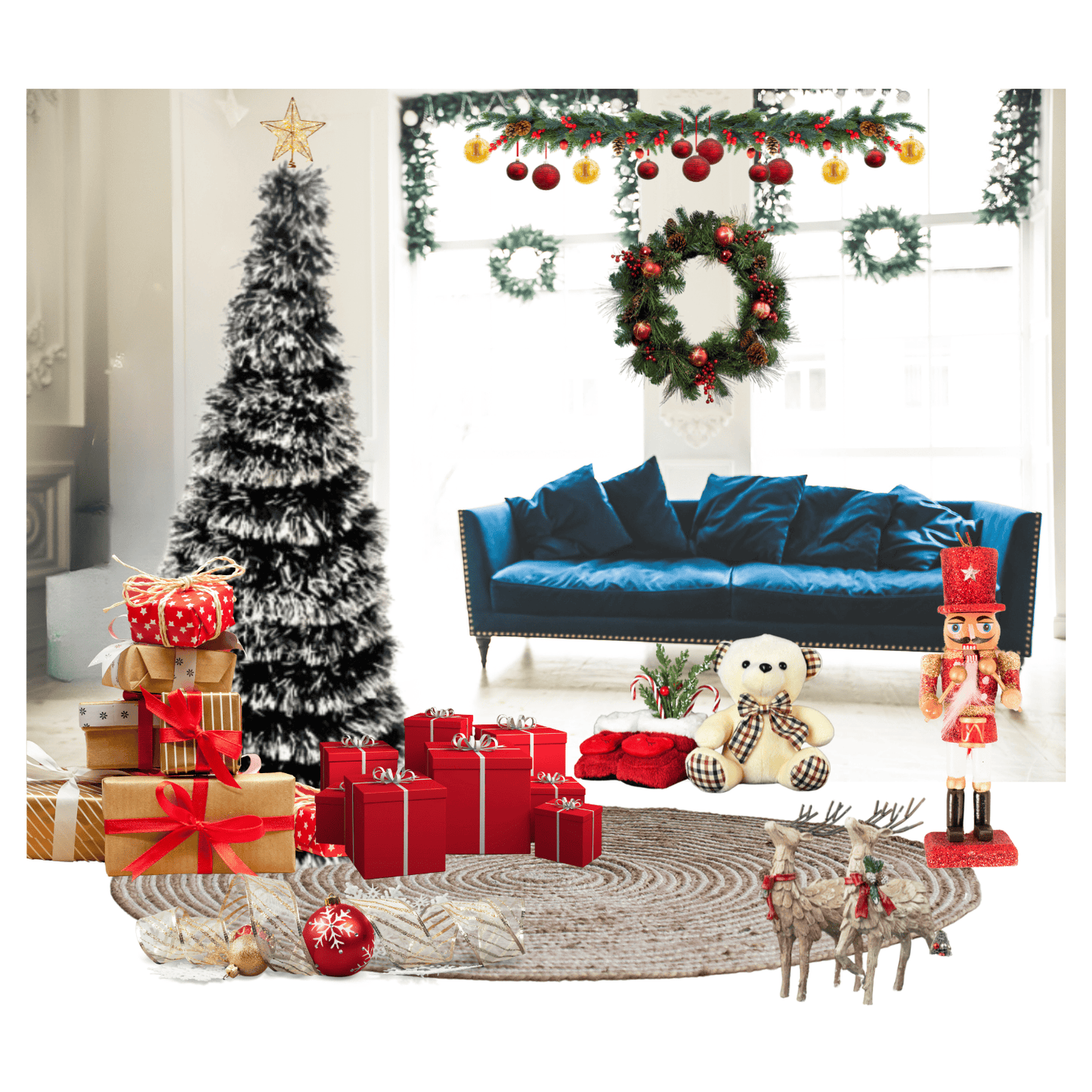 Árbol Pino de Navidad de Guirnalda Plegable Portatil Fácil Armado 150cm