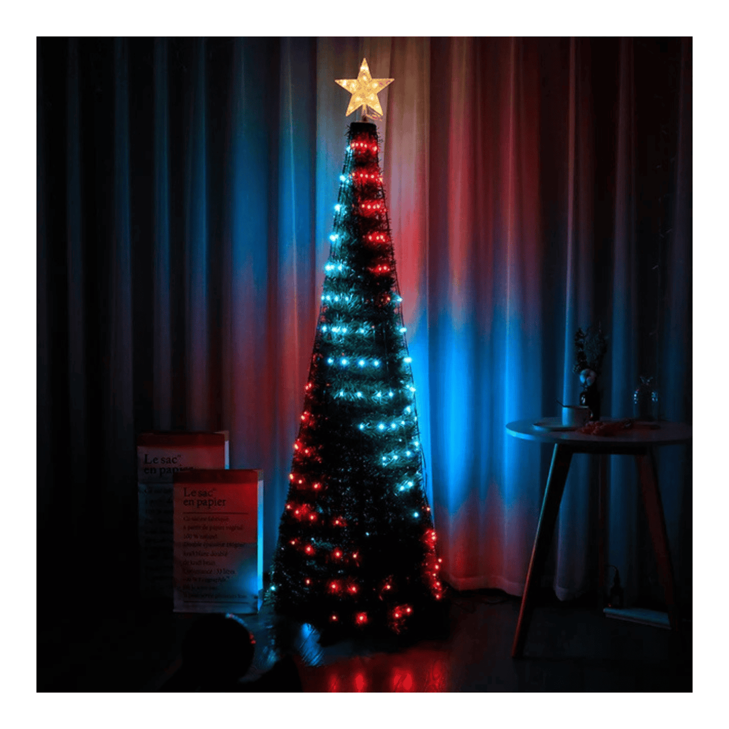 Árbol Pino de Navidad de Guirnalda Plegable Portatil Fácil Armado 150cm