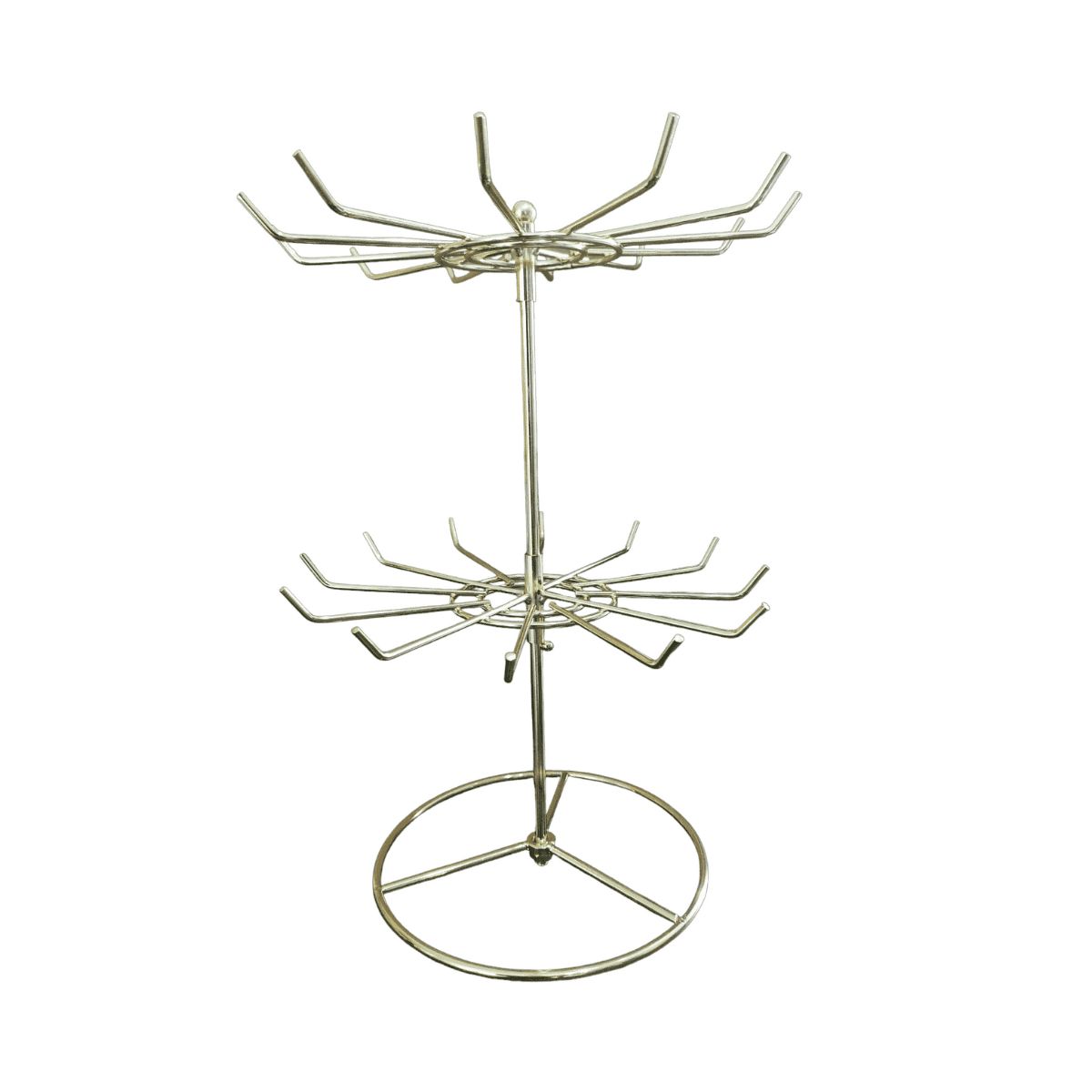 Exhibidor Mostrador Tipo Araña Metal Dorado 2 Niveles