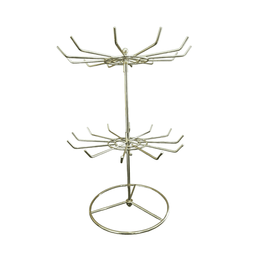 Exhibidor  Mostrador Tipo Araña Metal Dorado 2 Niveles