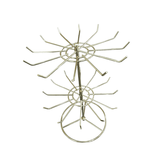 Exhibidor  Mostrador Tipo Araña Metal Dorado 2 Niveles