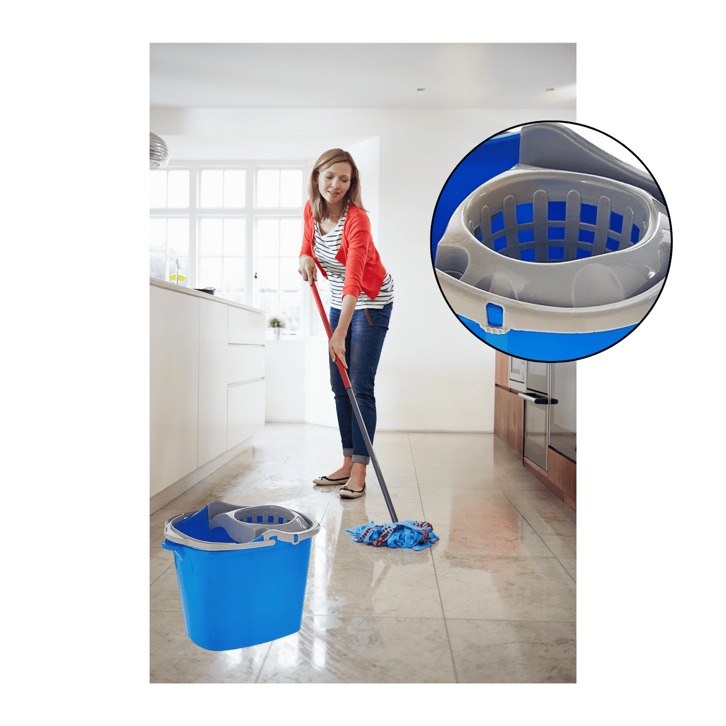 Balde Plástico con Estrujador Escurridor de 15L Kleaner