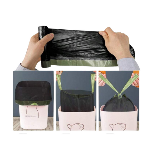 Bolsa Plástica de Basura Cordón Asa Cierra Fácil 70x90cm 10Und