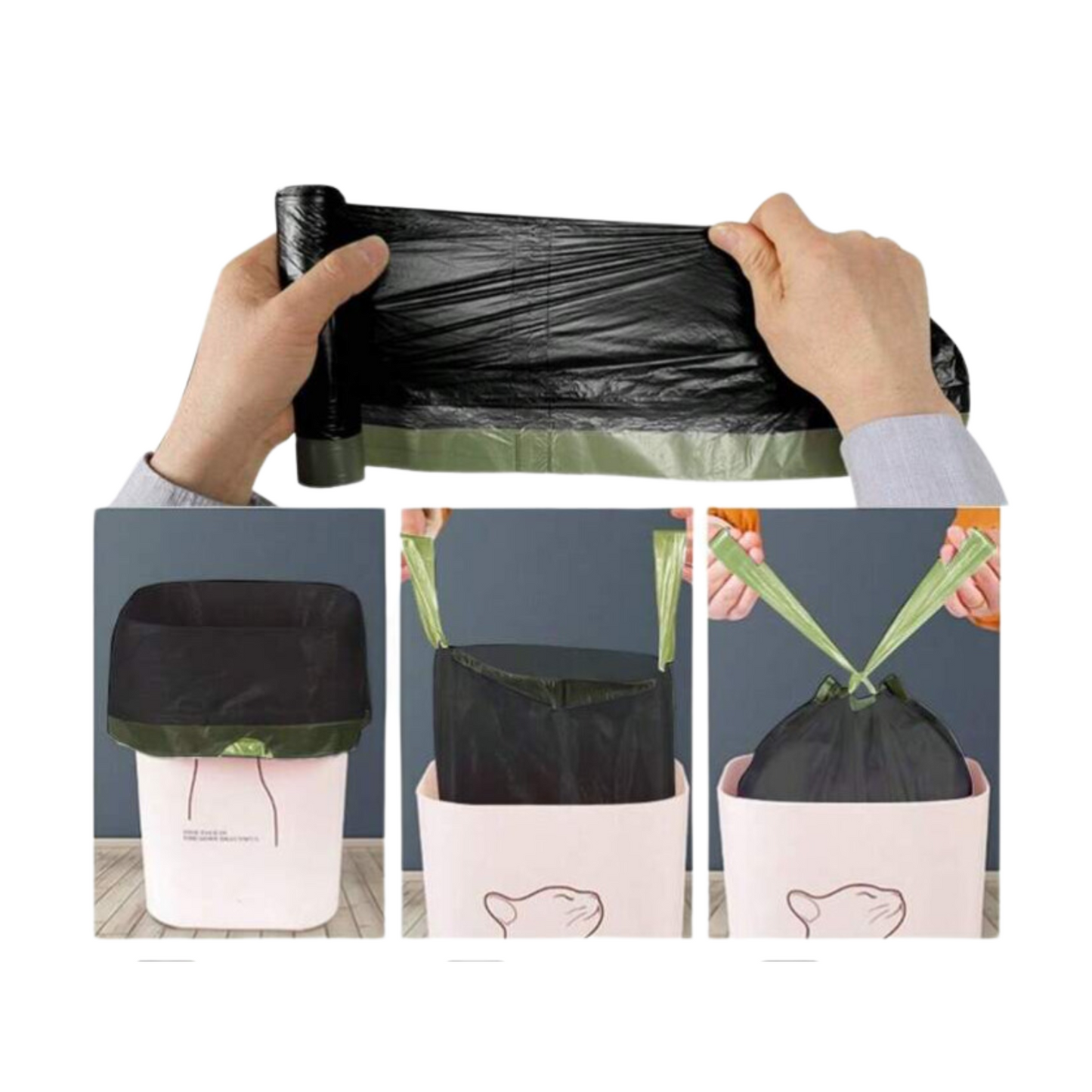 Bolsa Plástica de Basura Cordón Asa Cierra Fácil 40x50cm 20Und