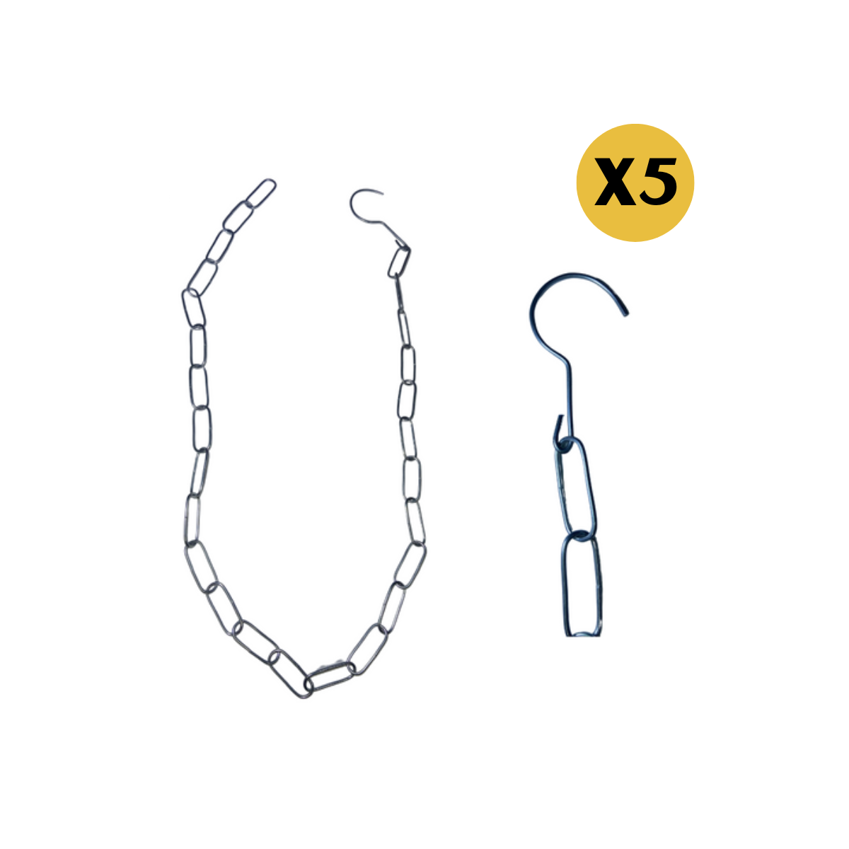 Cadena Metal Plateada 18 Eslabones Para Colgar Feria
