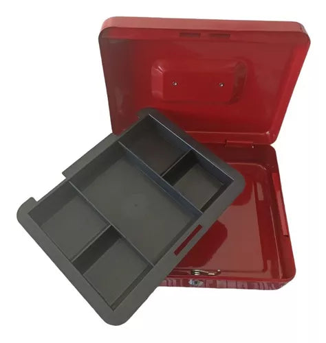 Caja de seguridad con llave Acero Metálica Portátil Bandeja Monedas